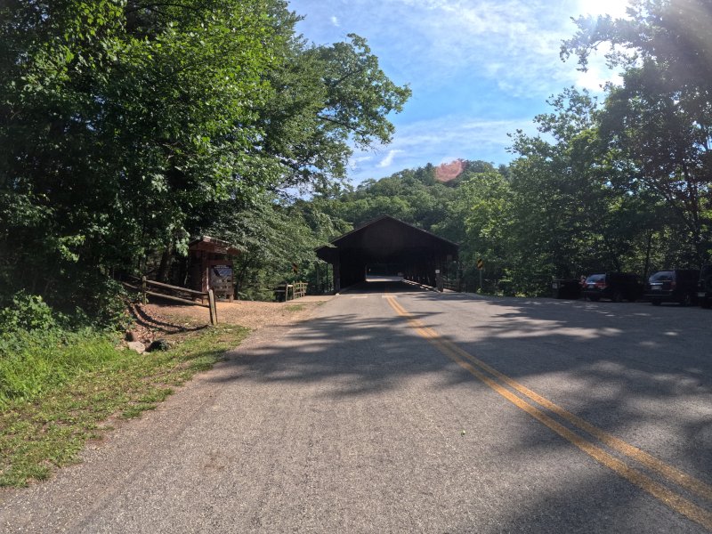 Lyons Falls, Mohican State Park, Covered Bridge and Trailhead/Kiosk to left