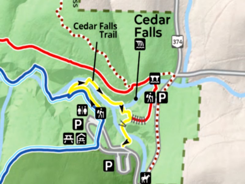 Cedar Falls, Hocking Hills State Park Hiking Trail Map