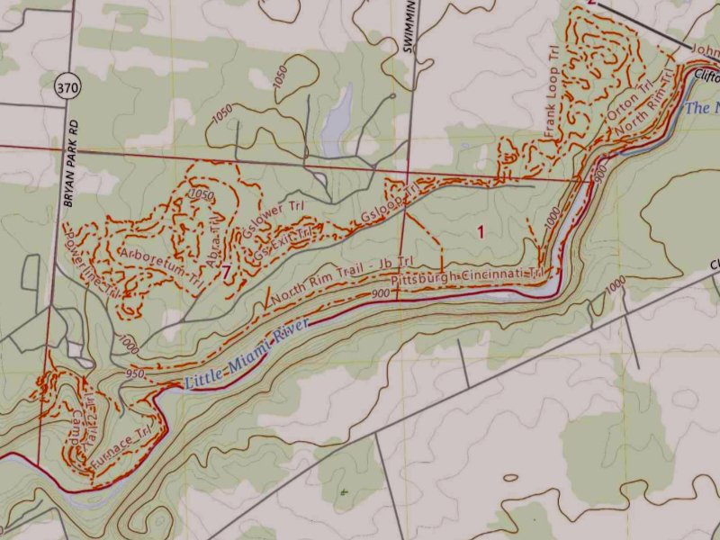 Clifton Gorge State Nature Preserve Map