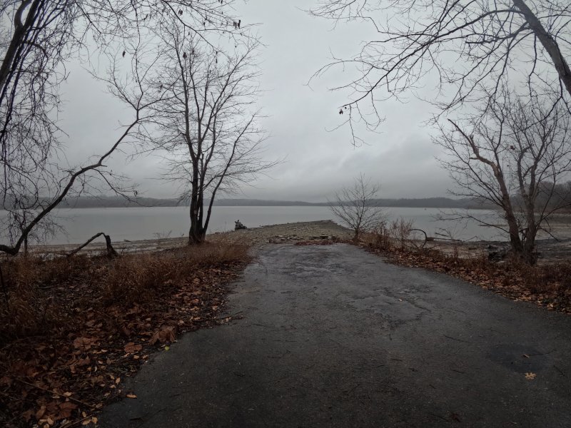 The Road to Nowhere. Where Williamsburg-Bantam Road ends into the lake.