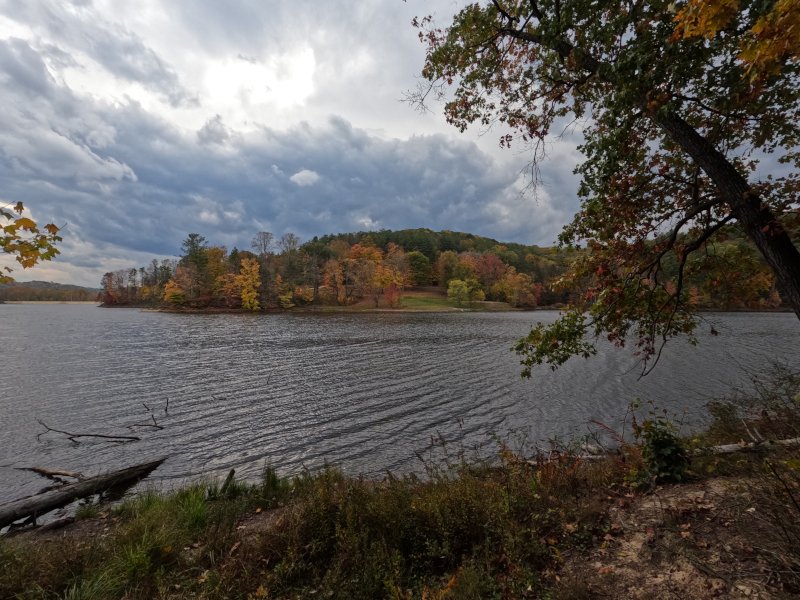 Along Lake Hope. Peninsula Trail, Lake Hope State Park near Hope Furnace