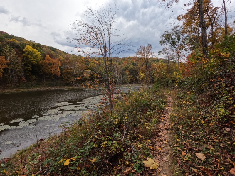 Along Lake Hope. Peninsula Trail, Lake Hope State Park near Hope Furnace