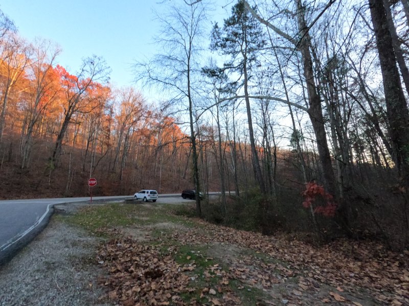 Parking pull-off. Peninsula Trail, Lake Hope State Park near Hope Furnace