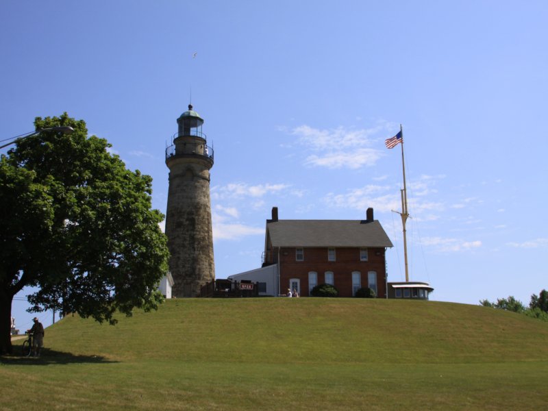 Fairport Harbor Lighthouse and Museum-Lake Erie Shoreline in Ohio.