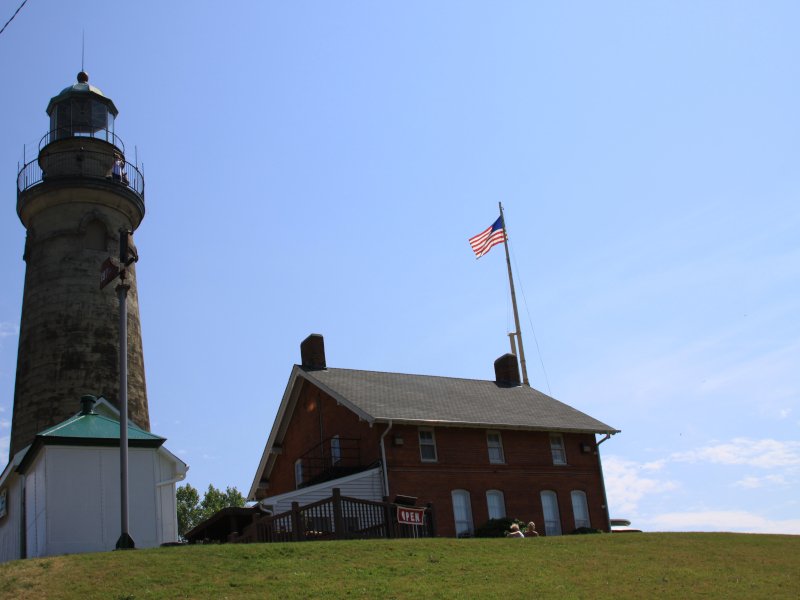 Fairport Harbor Lighthouse and Museum-Lake Erie Shoreline in Ohio.