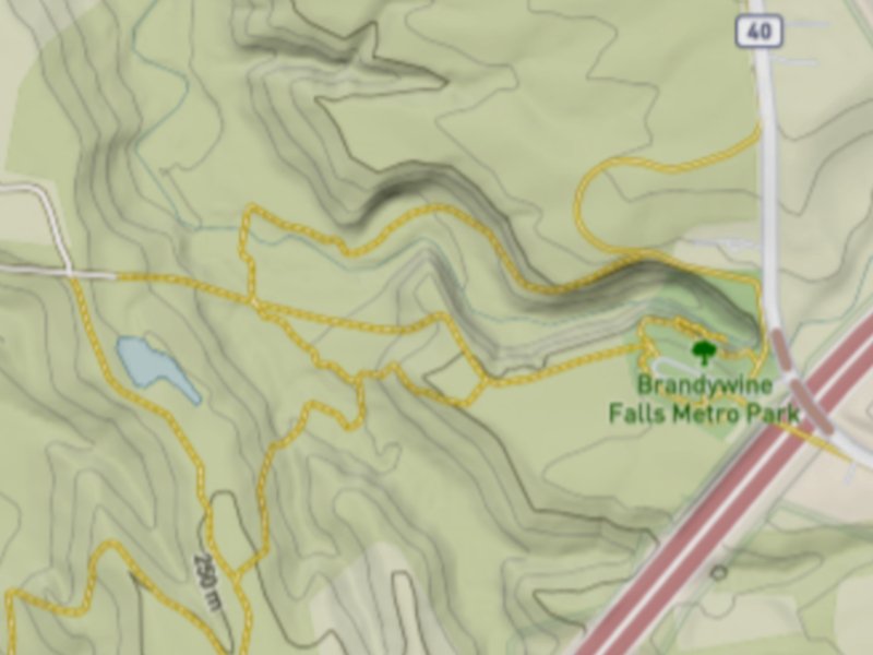 Brandywine Gorge Trail Map Marked in yellow