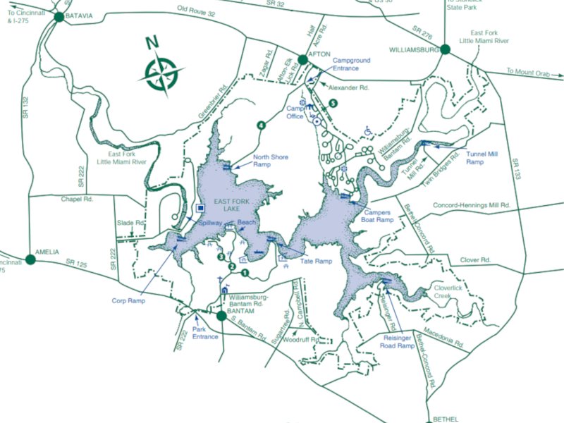 East Fork State Park, Ohio Map