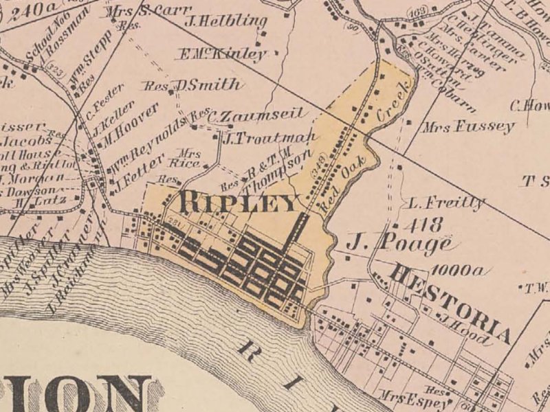 1870s map of Ripley Ohio